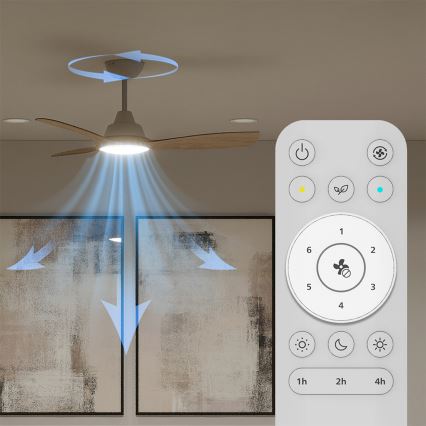 Philips - LED stmievateľný stropný ventilátor OLAS LED/24W/230V pr. 106 cm biela/hnedá + diaľkové ovládanie