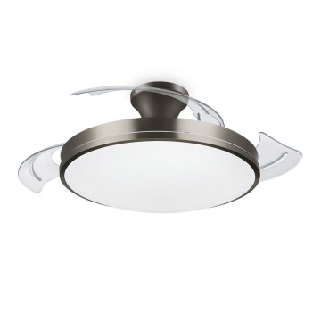Philips-LED Stropné svietidlo s ventilátorom BLISS LED/35W/230V 5500/4000/2700K nikel + diaľkové ovládanie