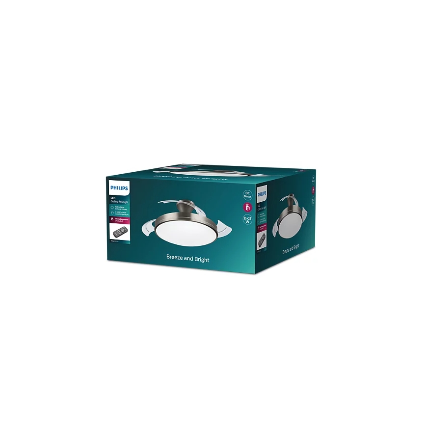 Philips - LED Stropné svietidlo s ventilátorom BLISS LED/35W/230V 5500/4000/2700K niklové + diaľkové ovládanie