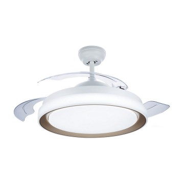 Philips-LED Stropné svietidlo s ventilátorom LED/35W/230V 5500/4000/2700K + diaľkové ovládanie zlatá