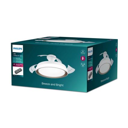 Philips-LED Stropné svietidlo s ventilátorom LED/35W/230V 5500/4000/2700K + diaľkové ovládanie zlatá