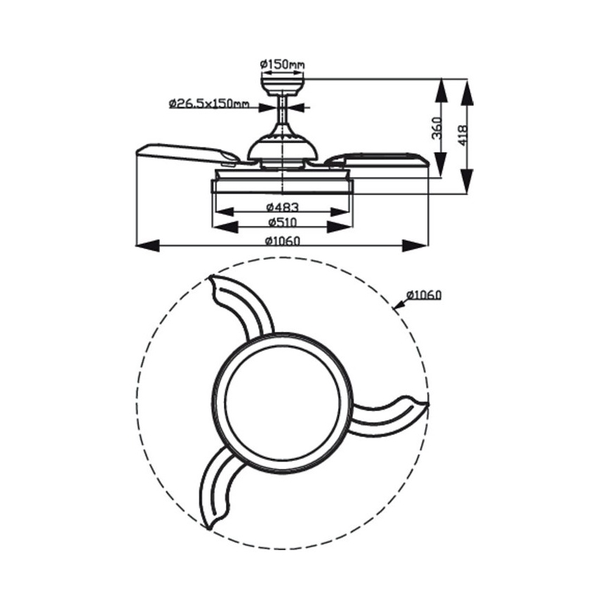 Philips-LED Stropné svietidlo s ventilátorom LED/35W/230V 5500/4000/2700K + diaľkové ovládanie zlatá