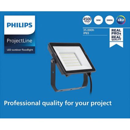 Philips - LED Vonkajší reflektor PROJECTLINE LED/50W/230V IP65 3000K