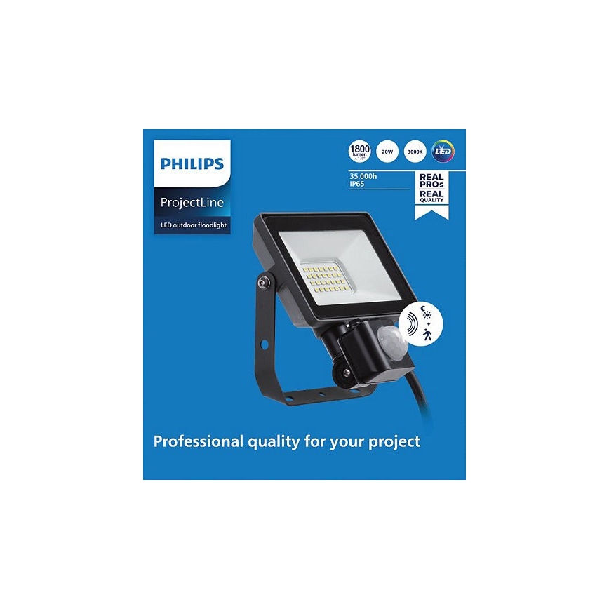 Philips - LED Vonkajší reflektor so senzorom PROJECTLINE LED/20W/230V IP65 3000K