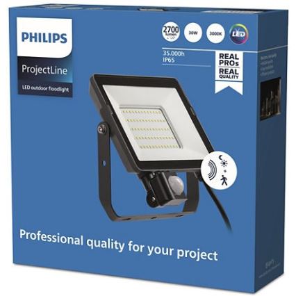 Philips - LED Vonkajší reflektor so senzorom PROJECTLINE LED/30W/230V IP65 3000K