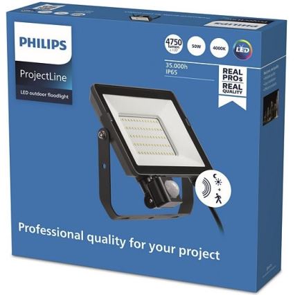 Philips - LED Vonkajší reflektor so senzorom PROJECTLINE LED/50W/230V IP65 4000K