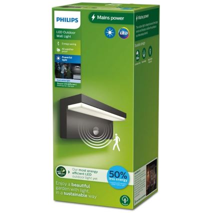 Philips - LED Vonkajšie nástenné svietidlo so senzorom BUSTAN LED/3,8W/230V IP44