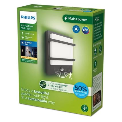 Philips - LED Vonkajšie nástenné svietidlo so senzorom PETRONIA LED/3,8W/230V IP44