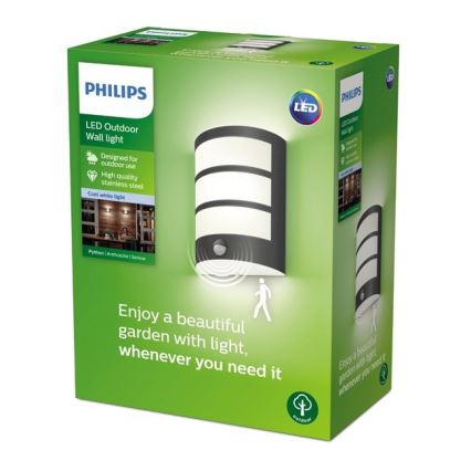 Philips - LED Vonkajšie nástenné svietidlo so senzorom LED/6W/230V 4000K IP44