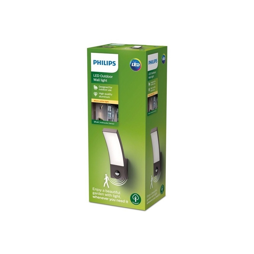 Philips - LED Vonkajšie nástenné svietidlo so senzorom LED/12W/230V 2700K IP44