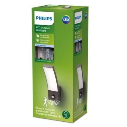 Philips - LED Vonkajšie nástenné svietidlo so senzorom LED/12W/230V 4000K IP44