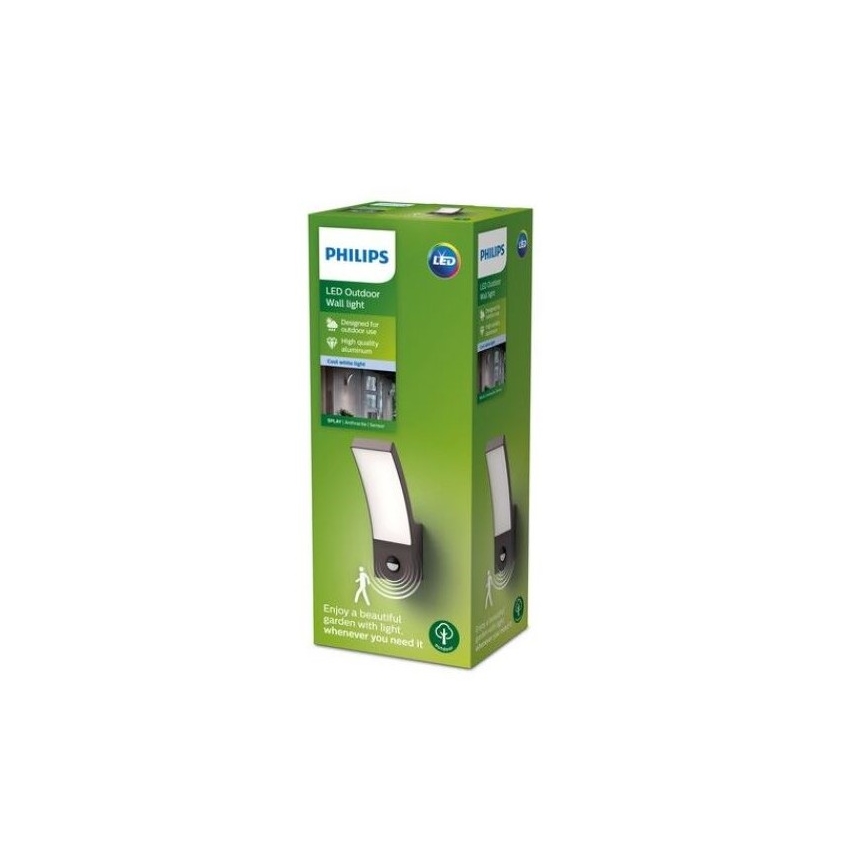 Philips - LED Vonkajšie nástenné svietidlo so senzorom LED/12W/230V 4000K IP44