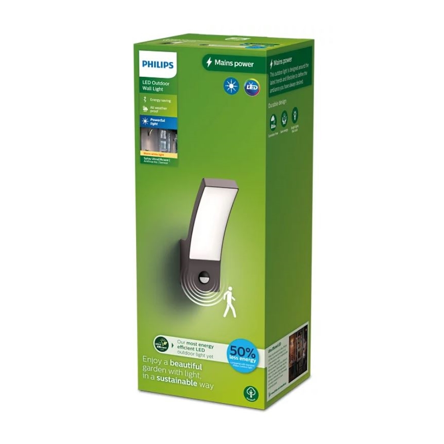 Philips - LED Vonkajšie nástenné svietidlo so senzorom SPLAY LED/3,8W/230V IP44