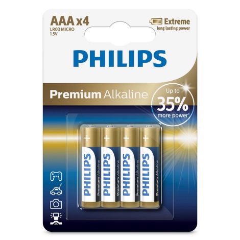 Philips LR03M4B/10 - 4 ks Alkalická batéria AAA PREMIUM ALKALINE 1,5V