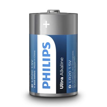 Philips LR20E2B/10 - 2 ks Alkalická batéria D ULTRA ALKALINE 1,5V