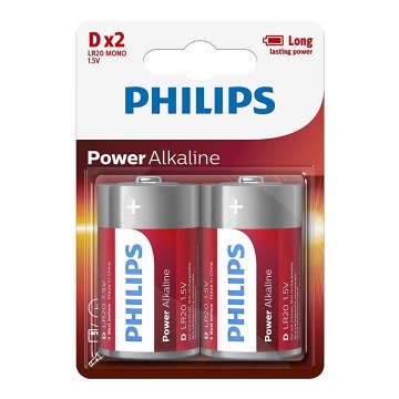 Philips LR20P2B/10 - 2 ks Alkalická batéria D POWER ALKALINE 1,5V 14500mAh