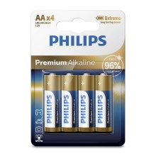 Philips LR6M4B/10 - 4 ks Alkalická batéria AA PREMIUM ALKALINE 1,5V 3200mAh