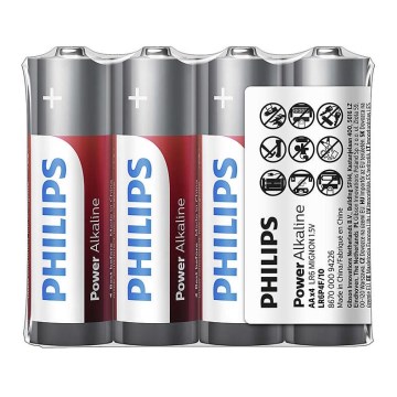 Philips LR6P4F/10 - 4 ks Alkalická batéria AA POWER ALKALINE 1,5V 2600mAh