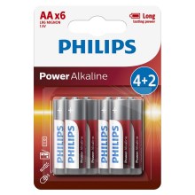 Philips LR6P6BP/10 - 6 ks Alkalická batéria AA POWER ALKALINE 1,5V 2600mAhV