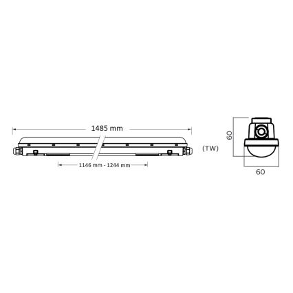 Philips Pila - technické LED svietidlo 60 W/230 V, 150 cm, IP65