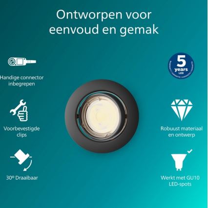 Philips - Podhľadové svietidlo PERIDOT 1xGU10/7W/230V čierne