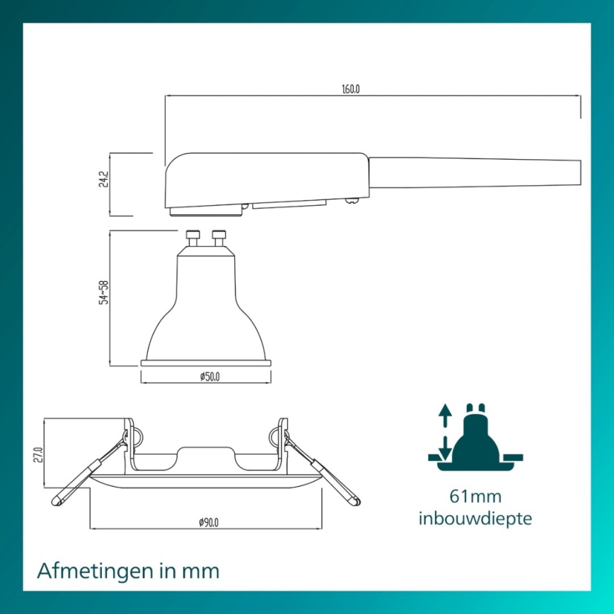 Philips - Podhľadové svietidlo PERIDOT 1xGU10/7W/230V čierne