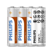 Philips R03L4F/10 - 4 ks Zinkochloridová batéria AAA LONGLIFE 1,5V
