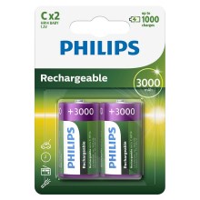 Philips R14B2A300/10 - 2 ks Nabíjacia batéria C MULTILIFE NiMH/1,2V/3000 mAh