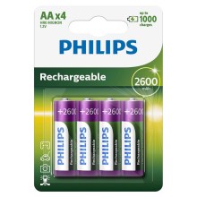 Philips R6B4B260/10 - 4 ks Nabíjacia batéria AA MULTILIFE NiMH/1,2V/2600 mAh