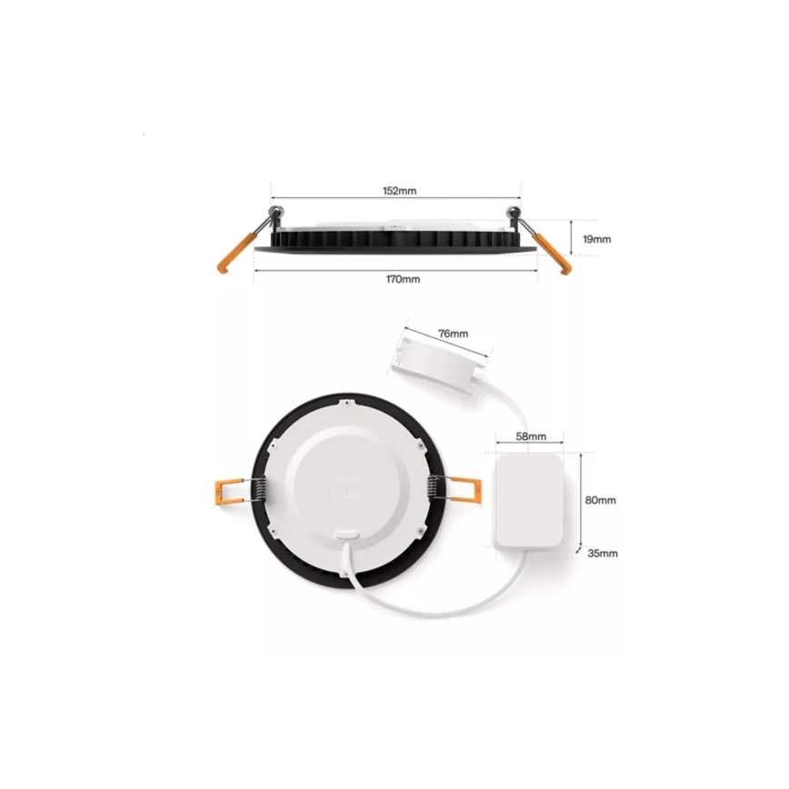 Philips - SADA 2x LED RGBW Stmievateľné kúpeľňové podhľadové svietidlo Hue SLIM LED/12W/230V 2000-6500K čierna IP44