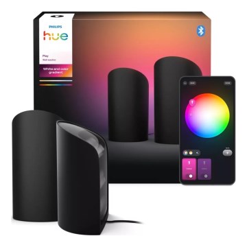 Philips - sada 2x LED RGBW stmievateľných projekčných svietidiel Hue PLAY Wall Washer LED/20W/230V 2000–6500K čierne