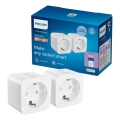 Philips - SADA 2× inteligentných zásuviek SCHUKO 2300 W + merač spotreby Wi-Fi