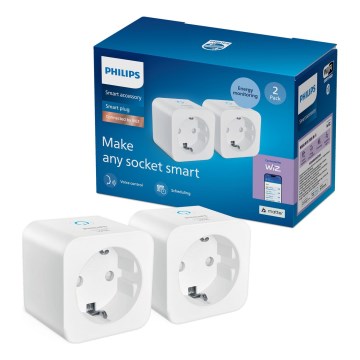 Philips - SADA 2× inteligentných zásuviek SCHUKO 2300 W + merač spotreby Wi-Fi