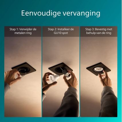 Philips - SADA 3 ks zabudovateľných svietidiel PERIDOT 1xGU10/7W/230V čierna