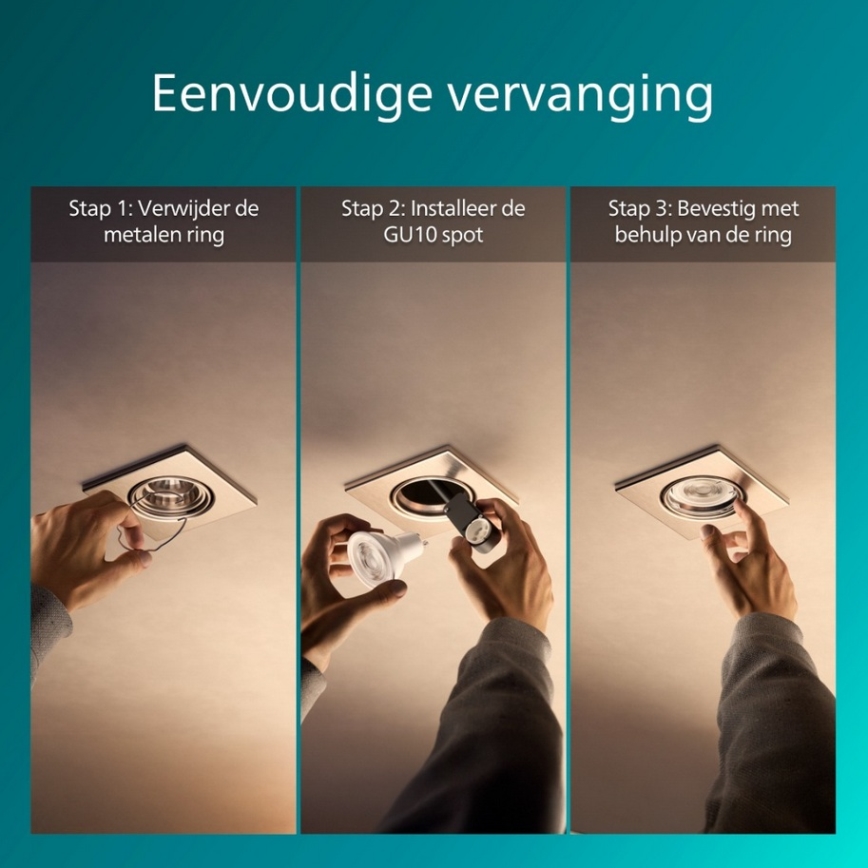 Philips - SADA 3 ks zapustených svietidiel PERIDOT 1xGU10/7W/230V strieborná