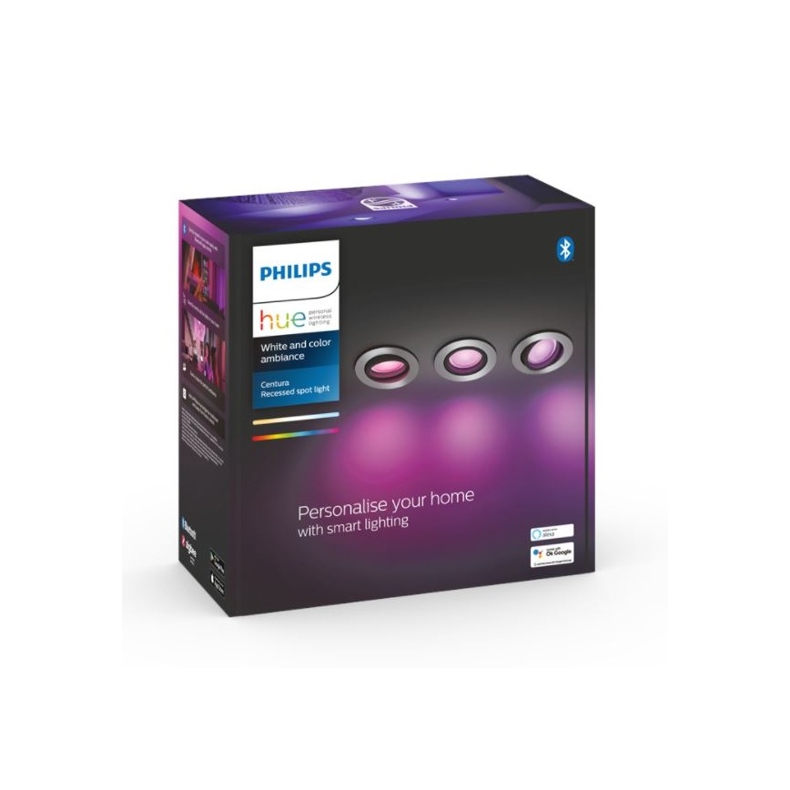 Philips - SADA 3x LED RGB Stmievateľné podhľadové svietidlo Hue CENTURA 1xGU10/5,7W/230V