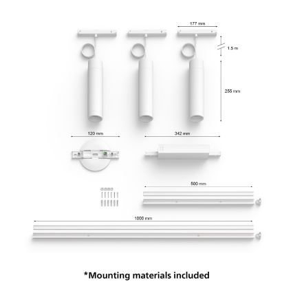 Philips - SADA 3x LED RGB Stmievatelný luster na lanku do lištového systému Hue PERIFO LED RGB/15,6W/230V 2000-6500K