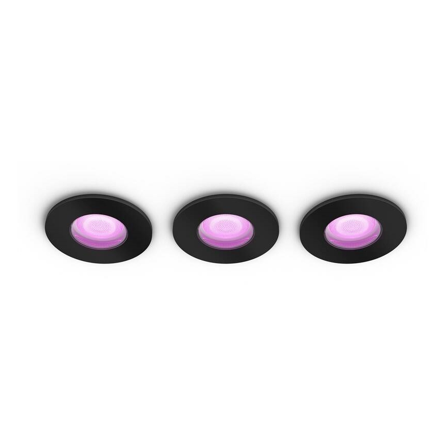 Philips -SADA 3x LED RGBW Stmievateľné kúpeľňové podhľadové svietidlo Hue XAMENTO 1xGU10/5,7W/230V 2200-6500K IP44