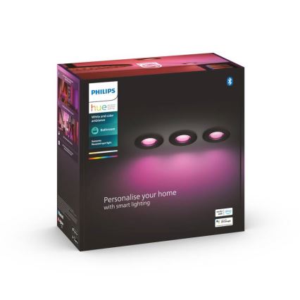 Philips -SADA 3x LED RGBW Stmievateľné kúpeľňové podhľadové svietidlo Hue XAMENTO 1xGU10/5,7W/230V 2200-6500K IP44