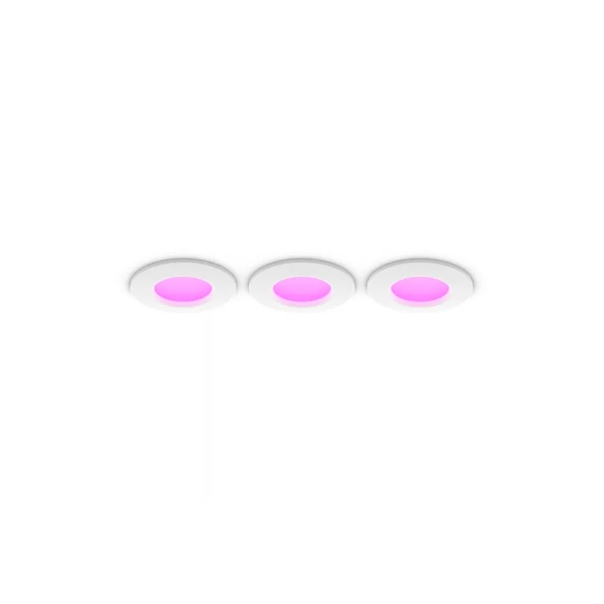 Philips - SADA 3x LED RGBW Stmievateľné kúpeľňové zapustené stropné svietidlo Hue SLIM LED/8,3W/230V 1000-20000K biela P44