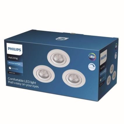 Philips - SADA 3x LED Stmievateľné podhľadové svietidlo LED/5W/230V 2700K