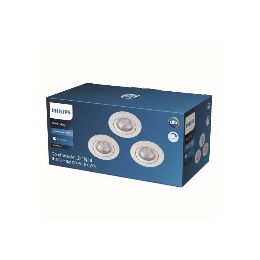 Philips - SADA 3x LED Stmievateľné podhľadové svietidlo LED/5W/230V 2700K