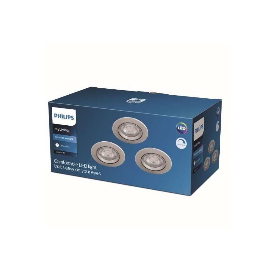 Philips - SADA 3x LED Stmievateľné podhľadové svietidlo LED/5W/230V 2700K