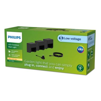 Philips - SADA 3x LED Vonkajšie nástenné svietidlo GRITS LED/1,5W/24/230V IP44