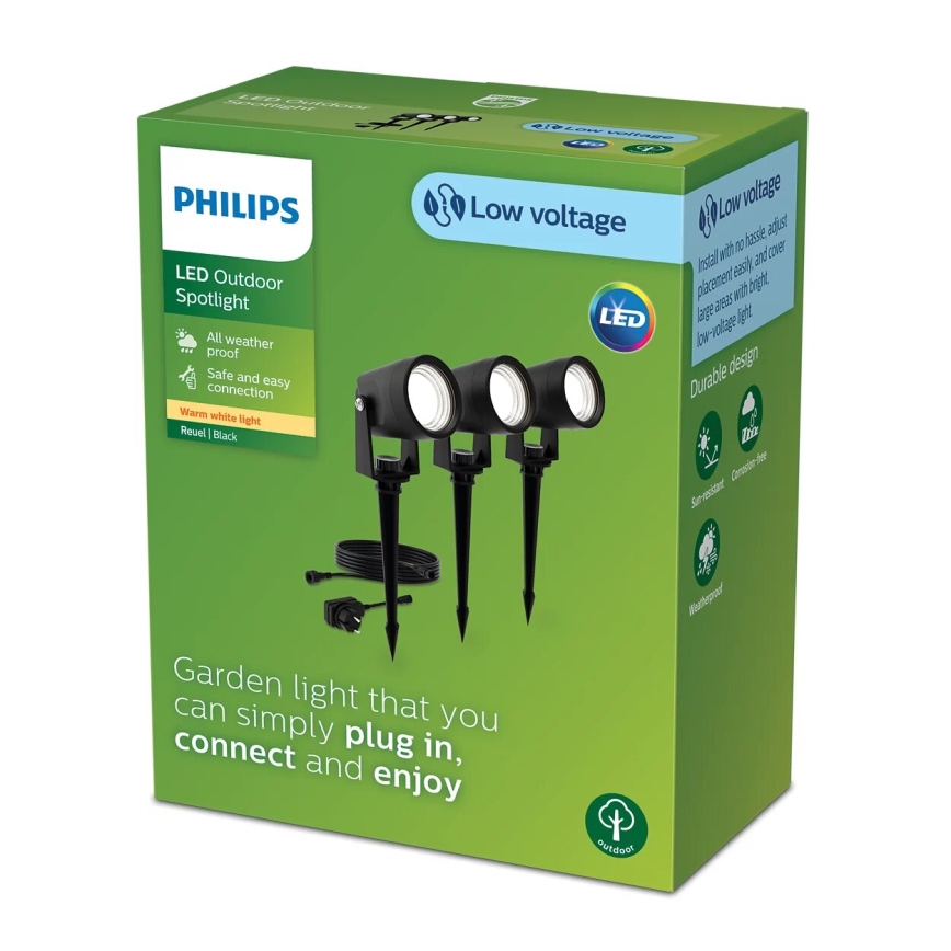 Philips - SADA 3x LED Vonkajšie svietidlo GARDENLINK REUEL LED/1,5W/230V 2700K IP44