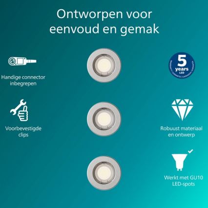 Philips - SADA 3x podhľadových svietidiel PERIDOT 1xGU10/7W/230V strieborná