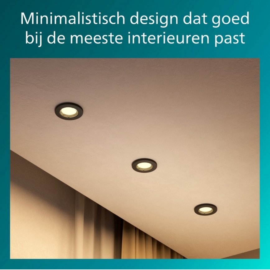 Philips - SADA 3x zapustené stropné svietidlo PERIDOT 1xGU10/7W/230V čierne