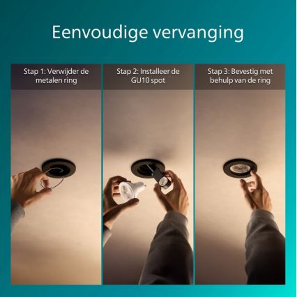 Philips - SADA 3x zapustené stropné svietidlo PERIDOT 1xGU10/7W/230V čierne