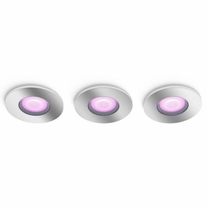 Philips - SADA 3xLED RGB Stmievateľné podhľadové svietidlo Hue XAMENTO 1xGU10/5,7W/230V IP44 2000-6500K