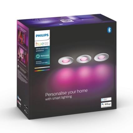 Philips - SADA 3xLED RGB Stmievateľné podhľadové svietidlo Hue XAMENTO 1xGU10/5,7W/230V IP44 2000-6500K